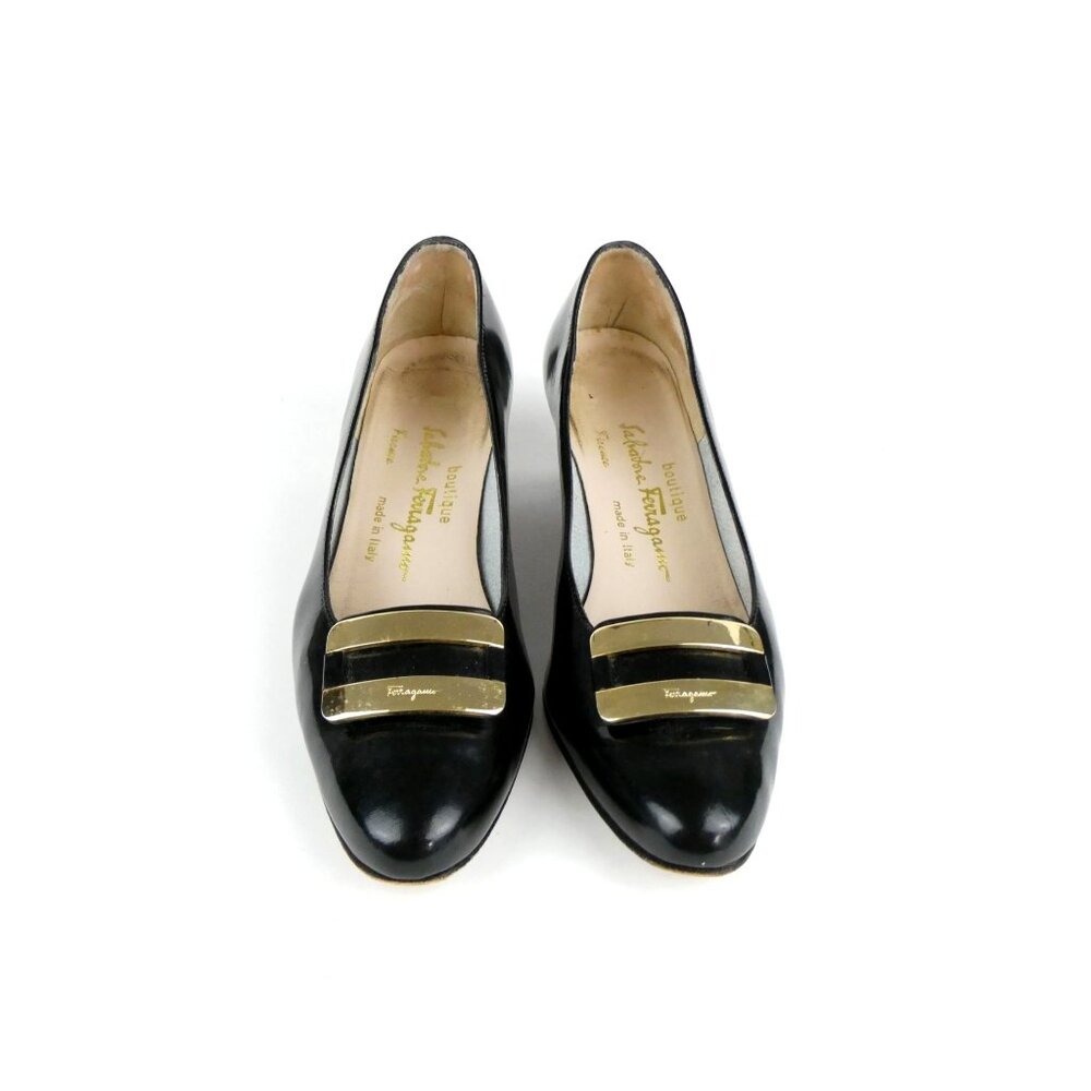 Salvatore Ferragamo Black Leather Heels Size 8.5‎